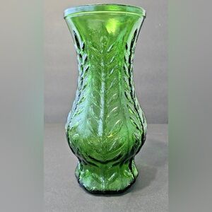 Vintage 1976 Emerald Green Glass Vase FTD 10" x 5" Possibly Indiana Glass